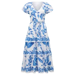 Clearance Iris Printed Ruffle Dress Women Dresses