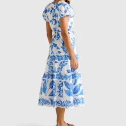 Clearance Iris Printed Ruffle Dress Women Dresses