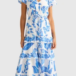 Clearance Iris Printed Ruffle Dress Women Dresses