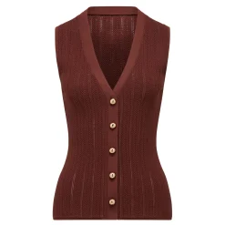 Ivy Pointelle Knitted Waistcoat Women Sweaters & Cardigans