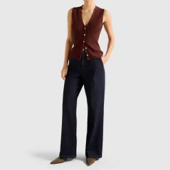Ivy Pointelle Knitted Waistcoat Women Sweaters & Cardigans