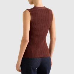 Ivy Pointelle Knitted Waistcoat Women Sweaters & Cardigans