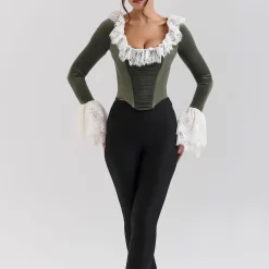 Best Jacinda Lace-Trim Corset Women Tops
