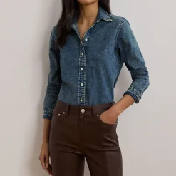 Online Jamelko Logo Denim Shirt Women Tops