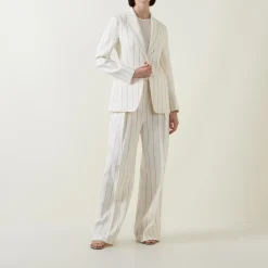 Best Jia6 Pinstripe Single-Breasted Blazer Women Coats & Jackets