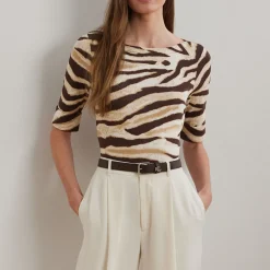Discount Judy Zebra Stretch Top Women Tops