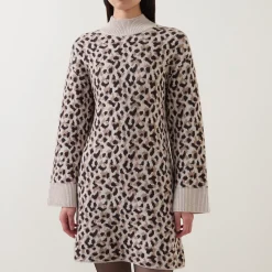 Discount Juliana Leopard Print Knitted Dress Women Dresses
