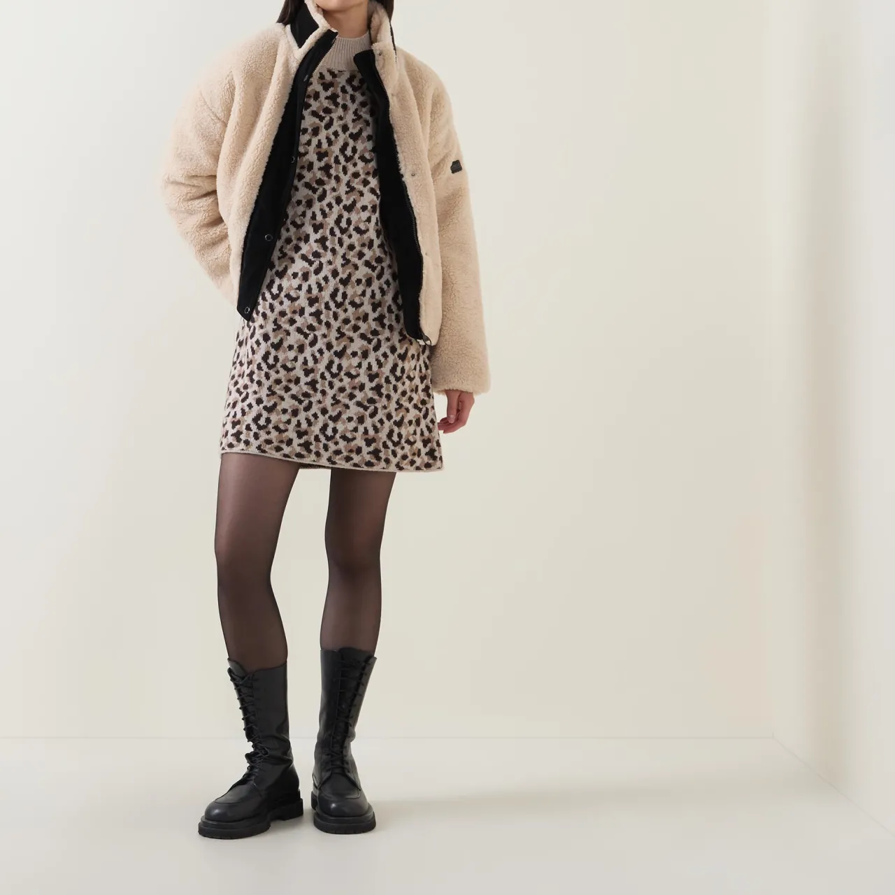 Discount Juliana Leopard Print Knitted Dress Women Dresses