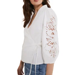 Hot Kacey Broderie Anglaise Blouse Women Tops