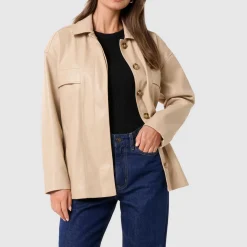 Online Karli Belted Faux-Leather Jacket Women Coats & Jackets