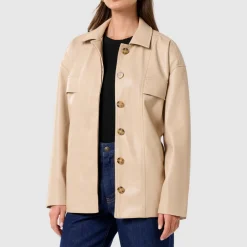 Online Karli Belted Faux-Leather Jacket Women Coats & Jackets