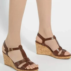 Clearance Kastro Leather Cork Wedge Sandals Women Heels