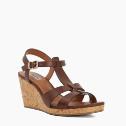 Clearance Kastro Leather Cork Wedge Sandals Women Heels