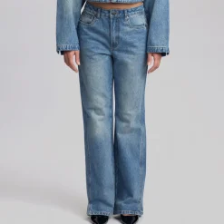 Clearance Katha High-Rise Straight Leg Flared Jeans Women Denim