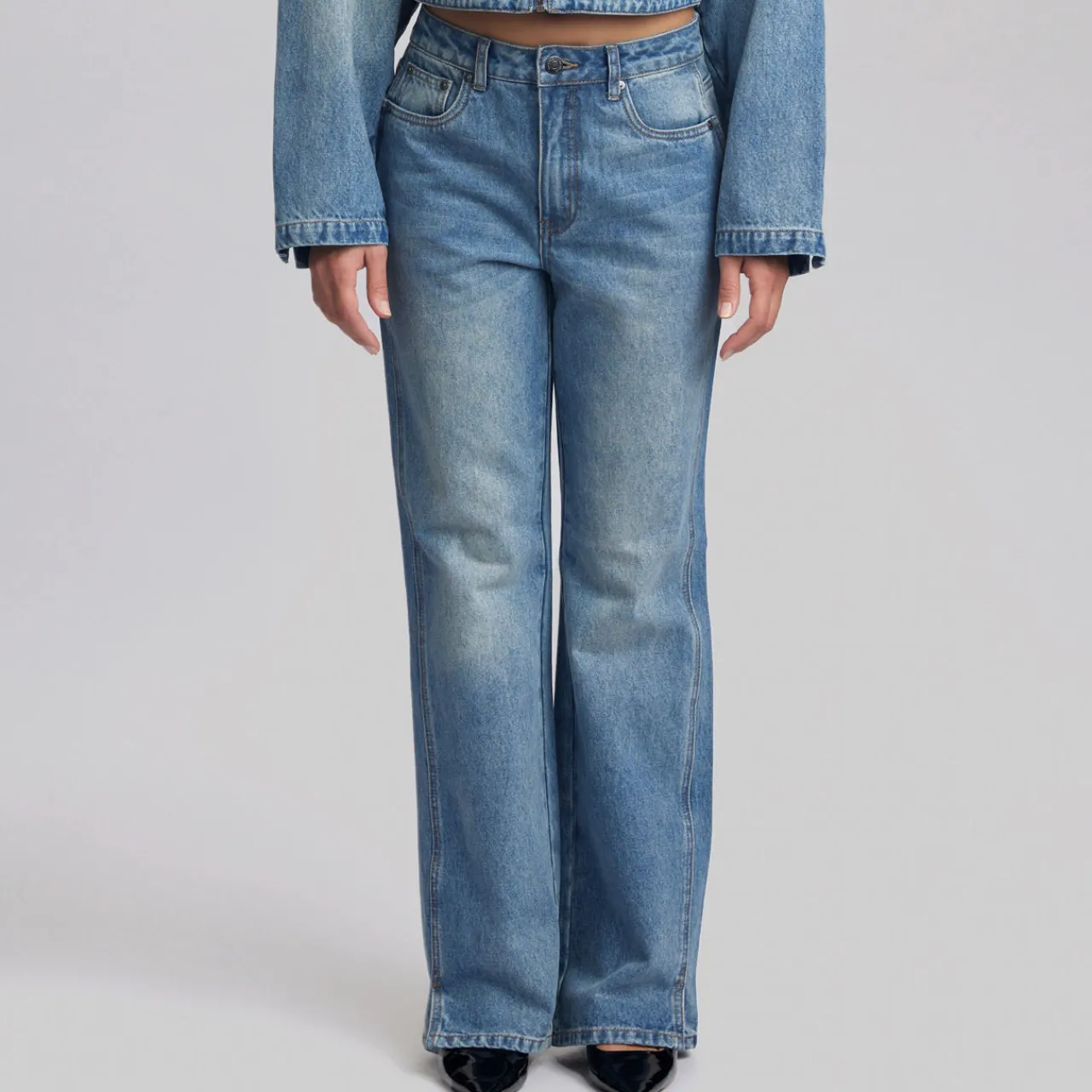 Clearance Katha High-Rise Straight Leg Flared Jeans Women Denim
