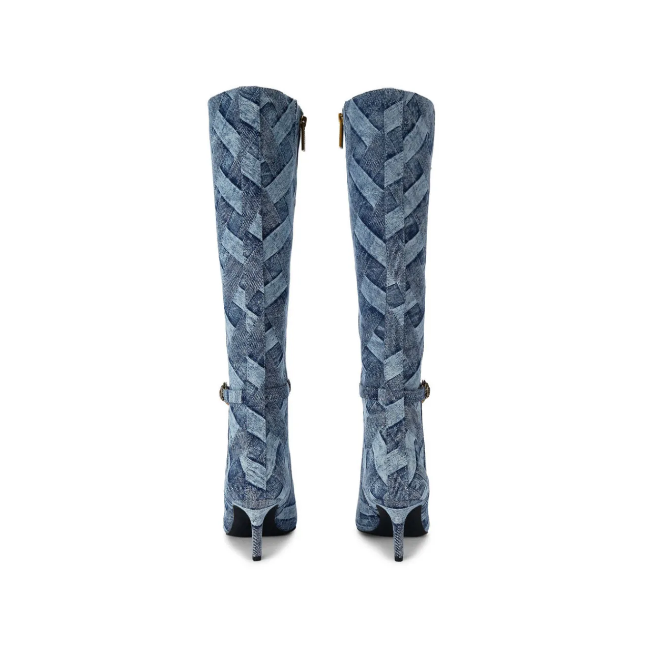 Discount Kensington Patchwork Denim Knee-High Boots Women Boots