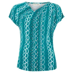 Kiara Chain Print Asymmetric T-Shirt Women Tops