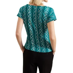 Kiara Chain Print Asymmetric T-Shirt Women Tops