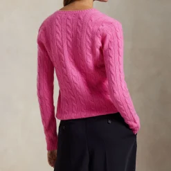 Clearance Kimberly Polo Player Logo Cable Knit Sweater Women Sweaters & Cardigans