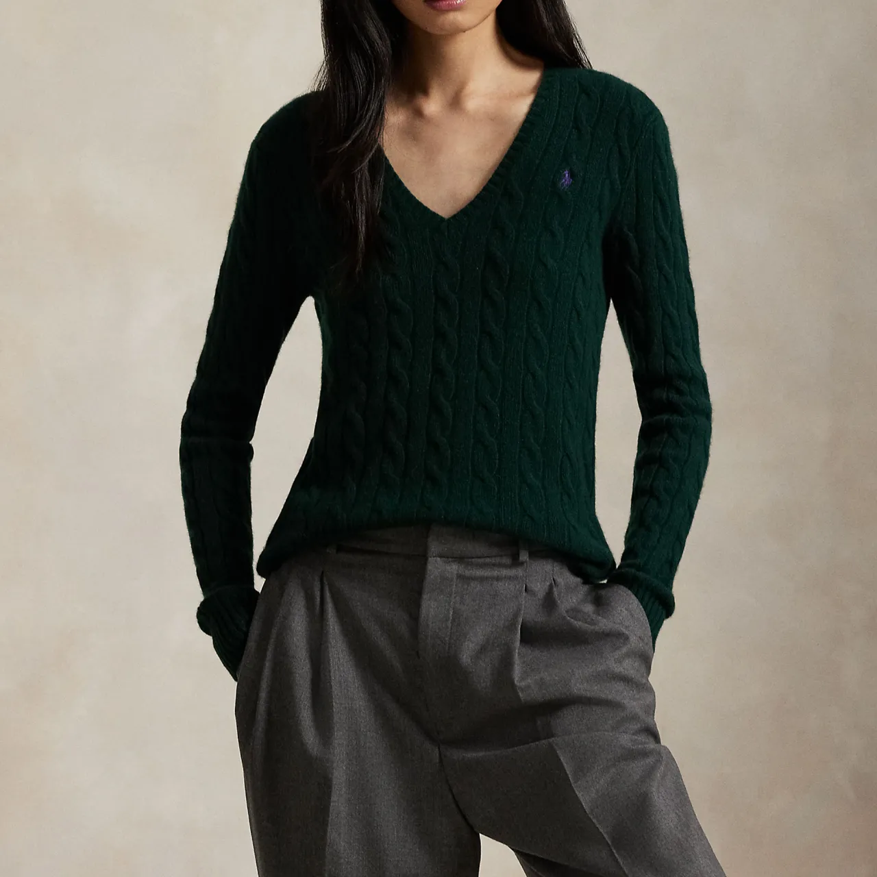 Outlet Kimberly Pony Player Logo Cable Knit Sweater Women Sweaters & Cardigans