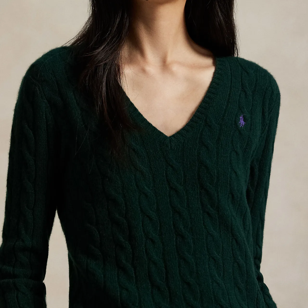 Outlet Kimberly Pony Player Logo Cable Knit Sweater Women Sweaters & Cardigans