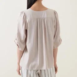 Kirsten Ruched Shoulder Blouse Women Tops