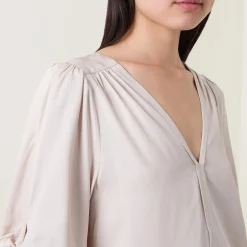 Kirsten Ruched Shoulder Blouse Women Tops