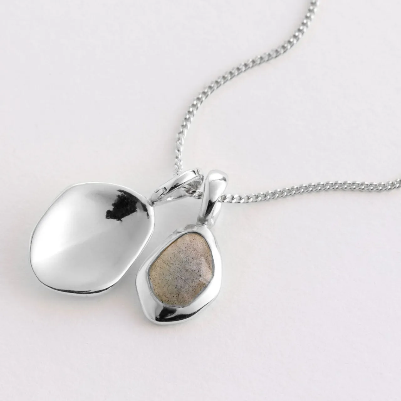 Hot Labradorite Pebble Charms Necklace Women Necklaces