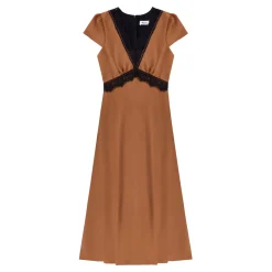 Lace Trim Flared Dress Women Dresses