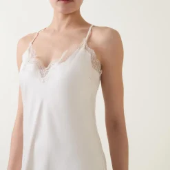 Lace Trim Slip Night Dress Women Sleepwear