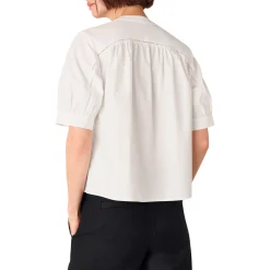 Online Ladder Trim Poplin Blouse Women Tops