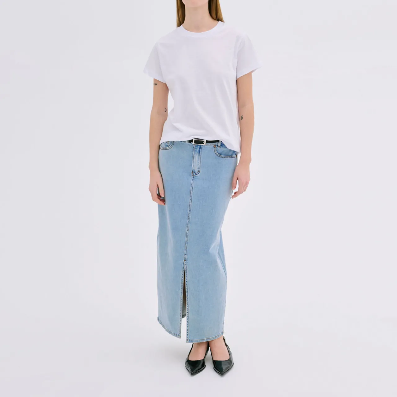 Hot Lara 115 Mid-Rise Denim Skirt Women Skirts