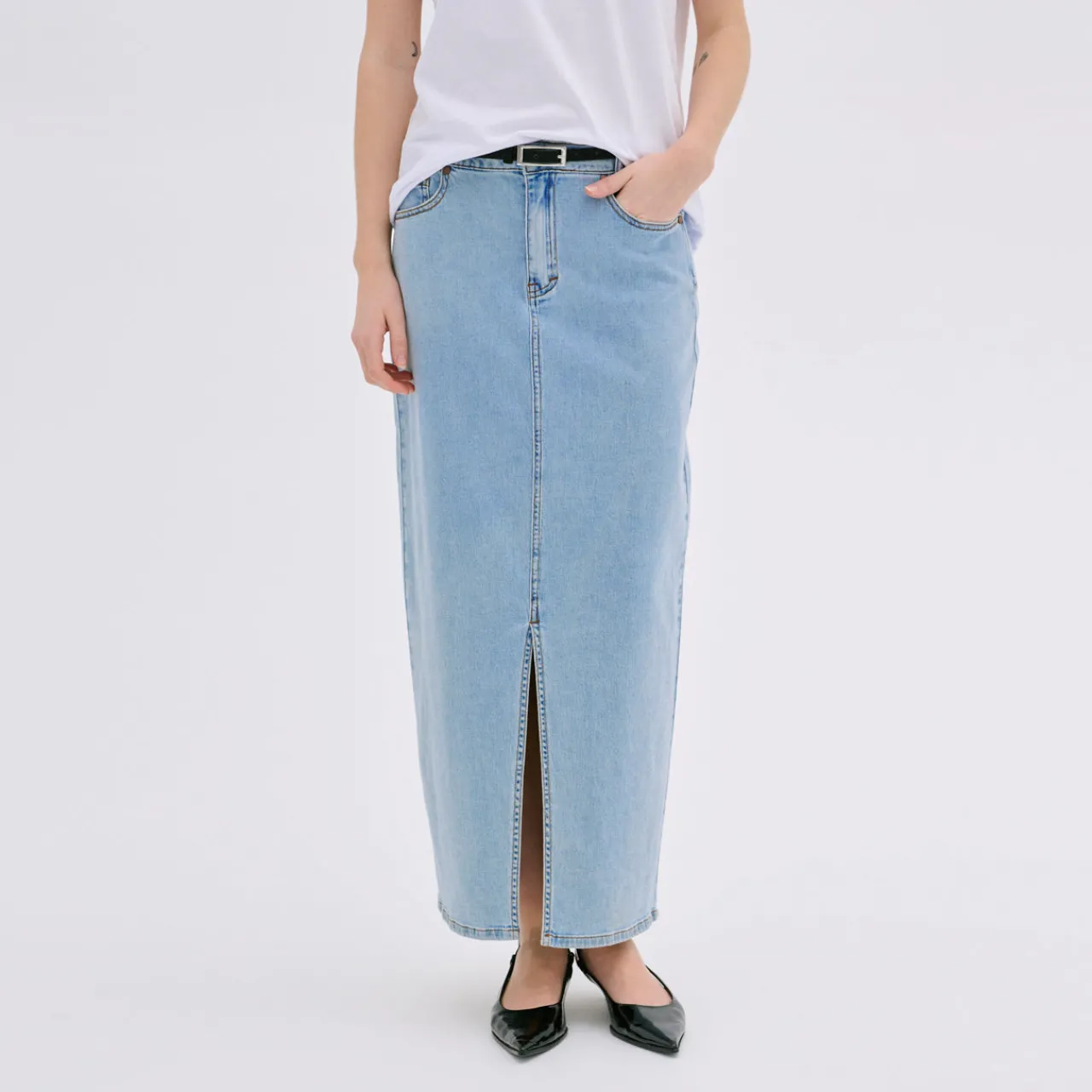 Hot Lara 115 Mid-Rise Denim Skirt Women Skirts