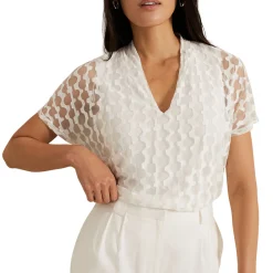 Clearance Lara Printed Semi-Sheer Top Women Tops