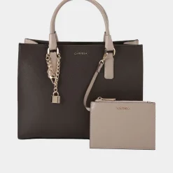 Outlet Latte Two-Tone Tote Bag Women Tote Bags