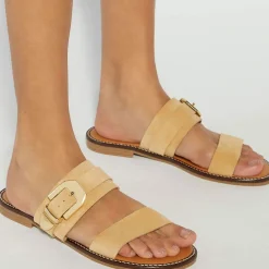Online Lawe Suede Double Strap Flat Sandals Women Sandals