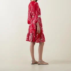 Online Leaf Belted Wrap Dress Women Dresses