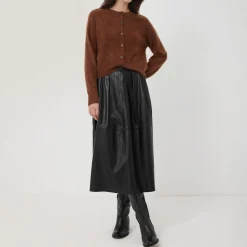 Leather Pleated Skirt Women Skirts