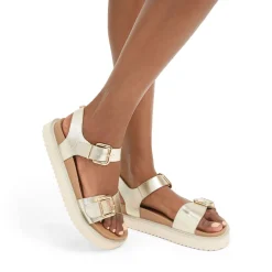 Discount Lenora Metallic Flat Sandals Women Sandals