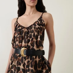 New Leopard Print Belted Jumpsuit Women Jumpsuits