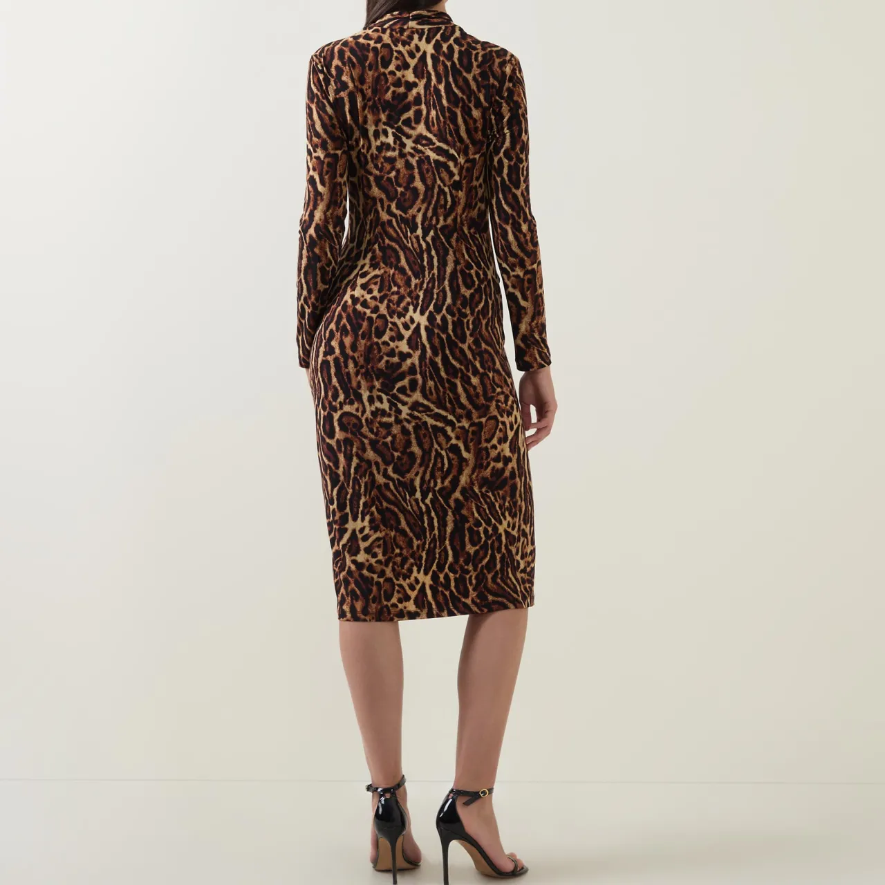 Best Leopard Print Gathered Wrap Dress Women Dresses