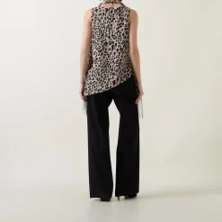 Outlet Leopard Print Scarf Top Women Tops