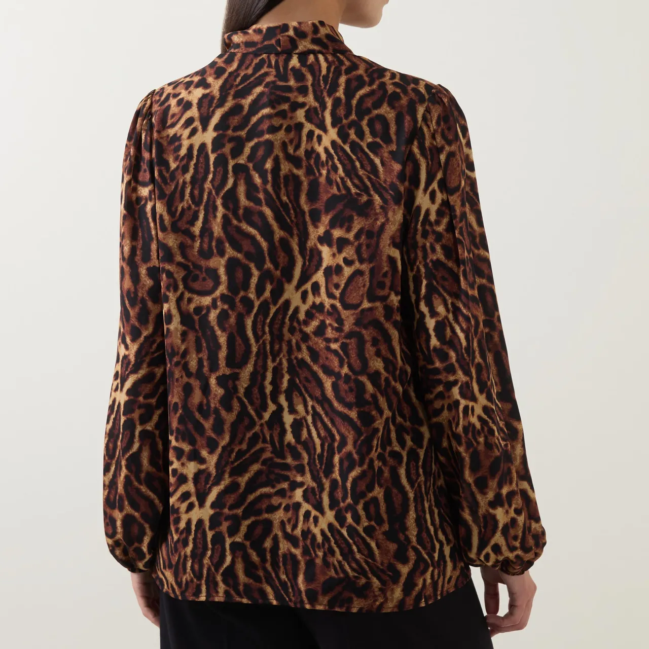Sale Leopard Print Tie-Neck Blouse Women Tops