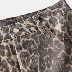 Online Leopard Slim-Leg Jeans Women Denim