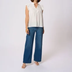 Outlet Liany Via Frilled Trim Blouse Women Tops