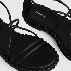 Discount Libby Leather Braided Flat Sandals Women Flats