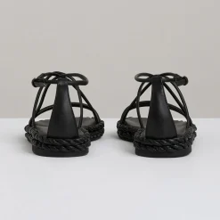 Discount Libby Leather Braided Flat Sandals Women Flats