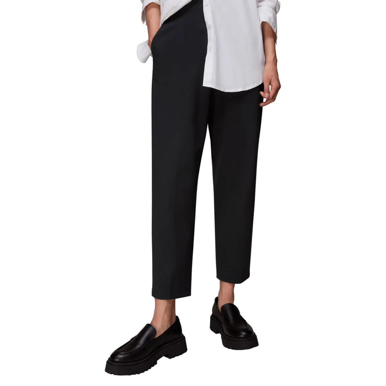 Sale Lila Ponte Cropped Straight Leg Trousers Women Trousers & Shorts