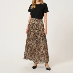 Lilje Leopard Pleated Skirt Women Skirts