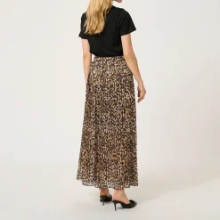 Lilje Leopard Pleated Skirt Women Skirts